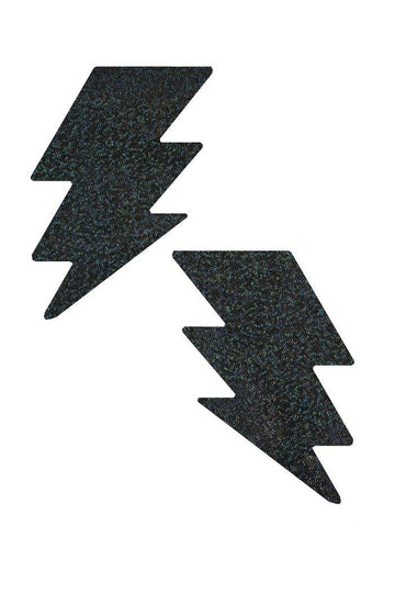 Black Holographic Bolt Pasties - Coquetry Clothing