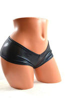 Black Holographic Cheeky Booty Shorts - Coquetry Clothing