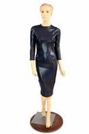 Black Holographic Crew Wiggle Dress - Coquetry Clothing