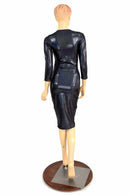 Black Holographic Crew Wiggle Dress - Coquetry Clothing