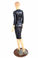 Black Holographic Crew Wiggle Dress - Coquetry Clothing