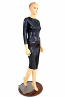 Black Holographic Crew Wiggle Dress - Coquetry Clothing