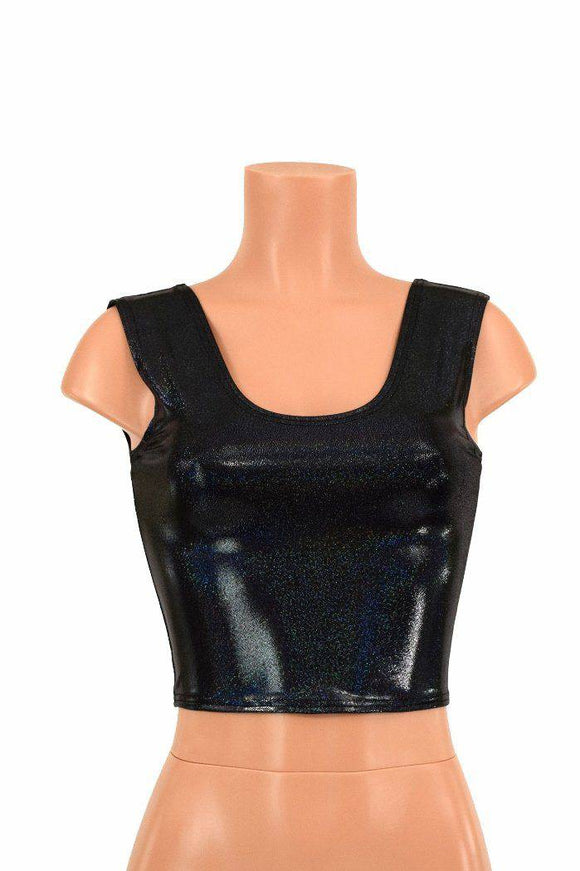Black Holographic Crop Top - Coquetry Clothing