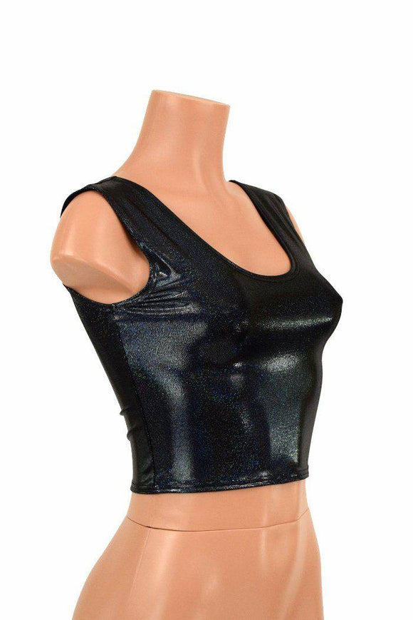Black Holographic Crop Top - Coquetry Clothing