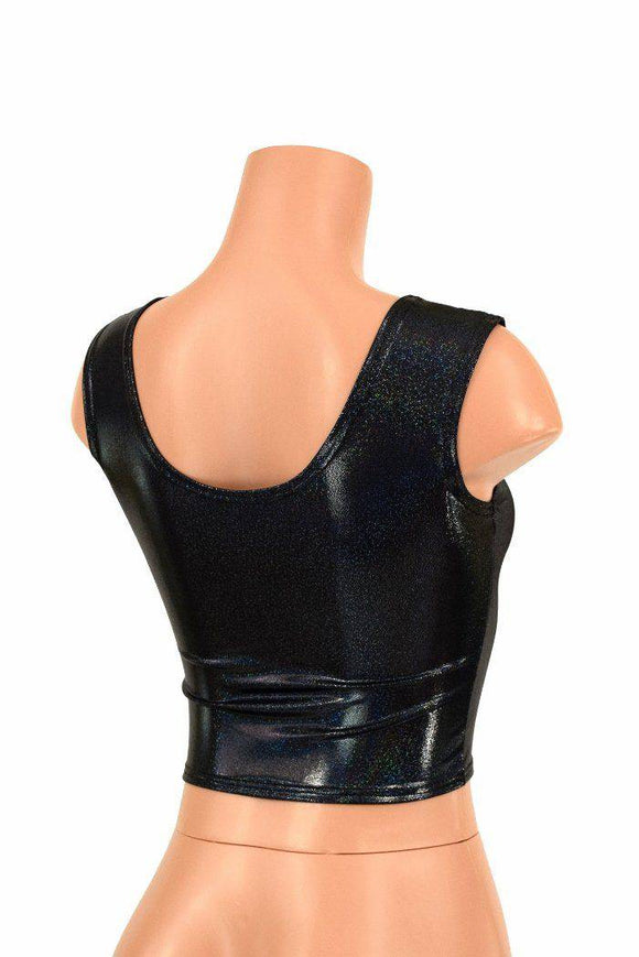 Black Holographic Crop Top - Coquetry Clothing