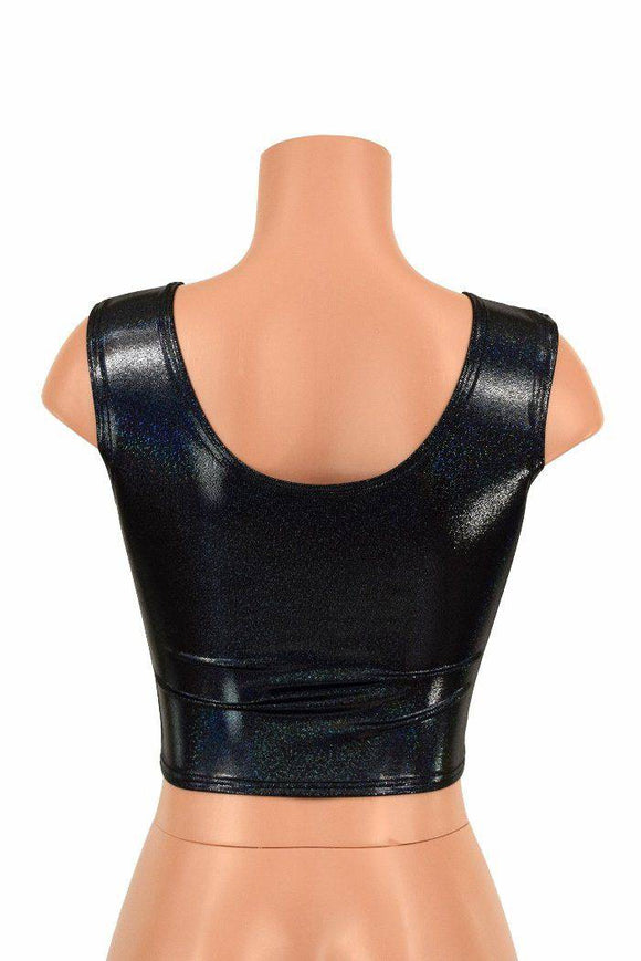 Black Holographic Crop Top - Coquetry Clothing