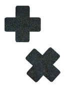 Black Holographic Cross Pasties - Coquetry Clothing