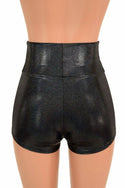 Black Holographic High Waist Shorts - 5