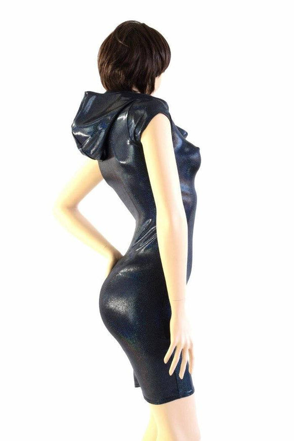 Black Holographic Hoodie Dress - Coquetry Clothing