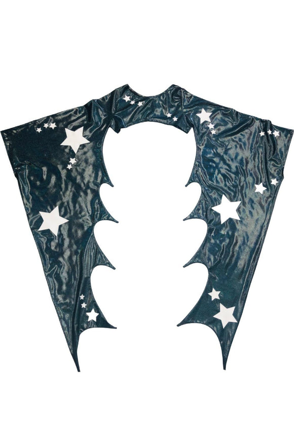 Black Holographic Incubus Bolero with White Vinyl Stars - Coquetry Clothing