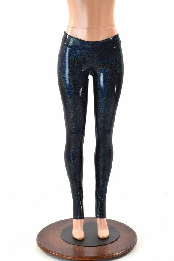 Black Holographic Mid Rise Leggings - Coquetry Clothing