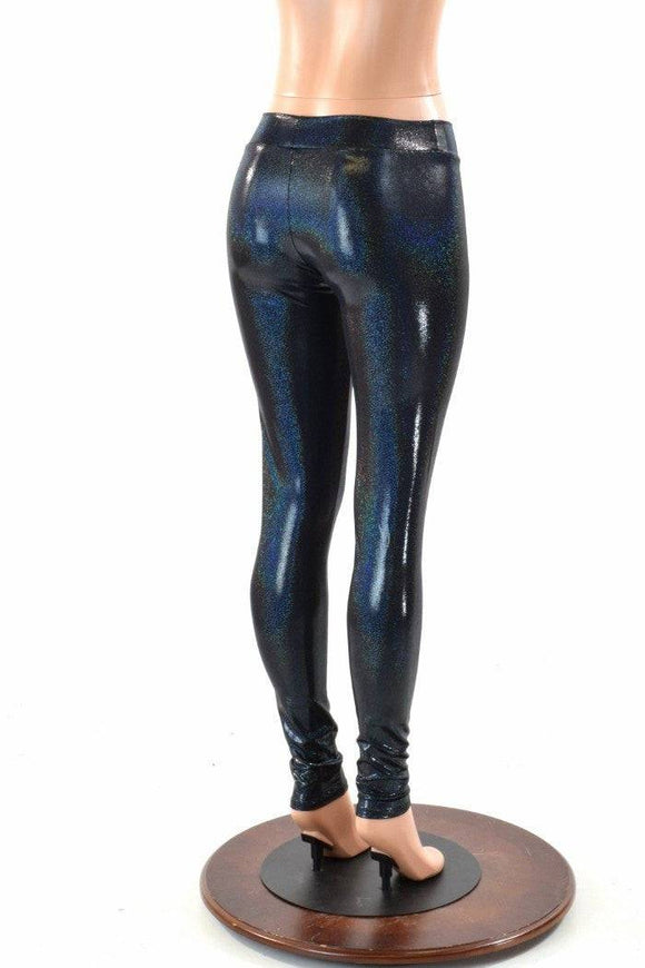 Black Holographic Mid Rise Leggings - Coquetry Clothing