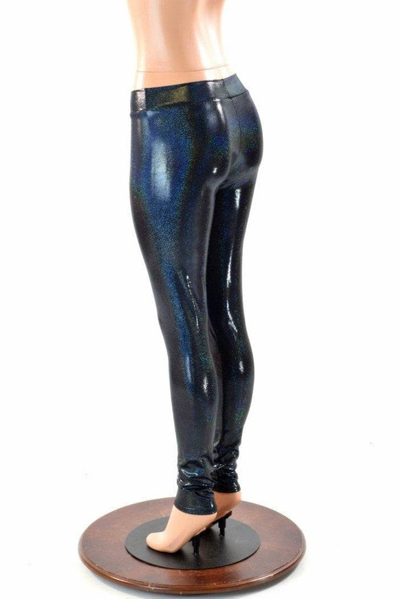 Black Holographic Mid Rise Leggings - Coquetry Clothing