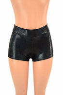 Black Holographic Mid Rise Shorts - Coquetry Clothing
