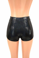 Black Holographic Mid Rise Shorts - Coquetry Clothing