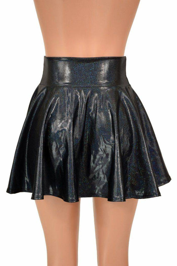 Black Holographic Mini Rave Skirt - Coquetry Clothing