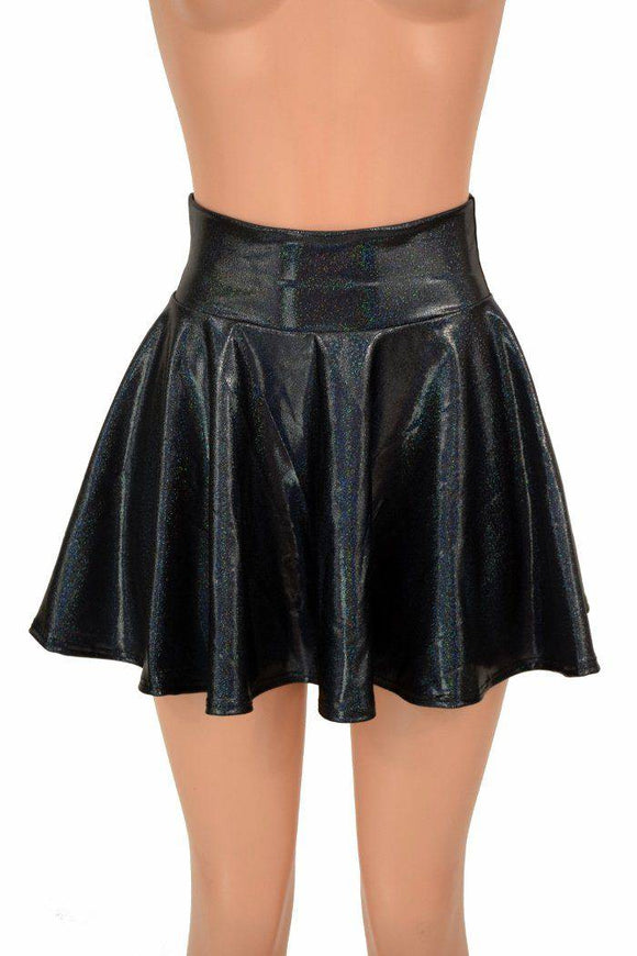 Black Holographic Mini Rave Skirt - Coquetry Clothing