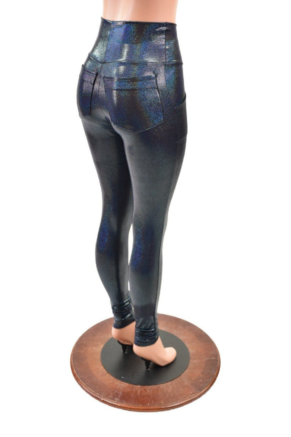 Black Holographic Pocket Leggings - Coquetry Clothing