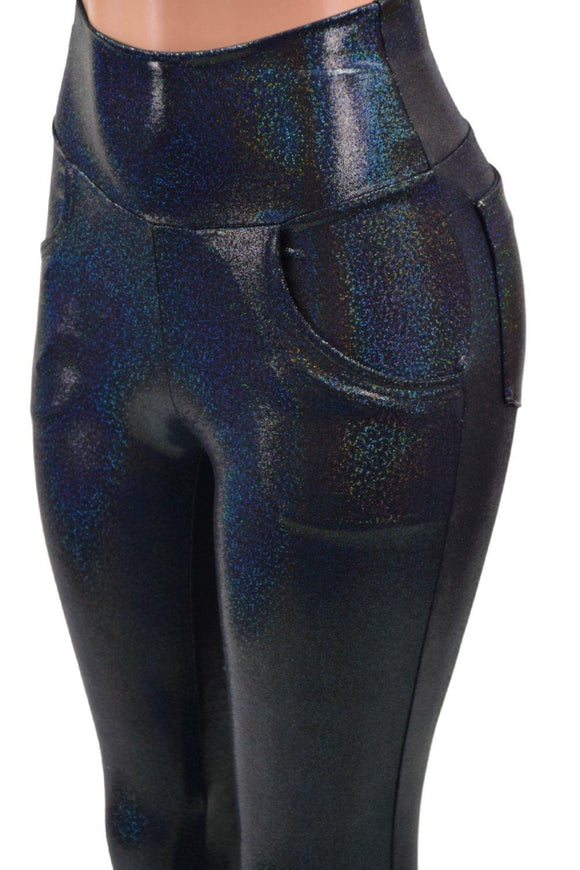 Black Holographic Pocket Leggings - Coquetry Clothing