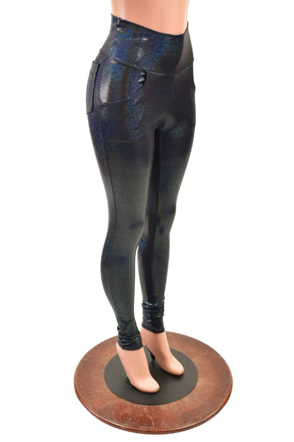 Black Holographic Pocket Leggings - Coquetry Clothing