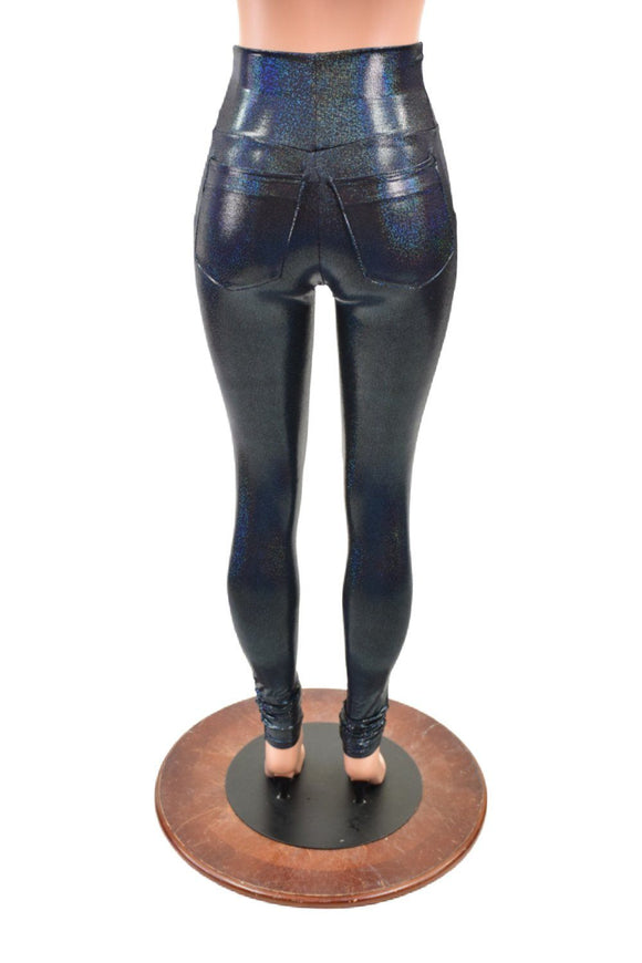 Black Holographic Pocket Leggings - Coquetry Clothing