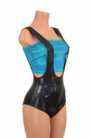 Black Holographic Suspender Romper - Coquetry Clothing