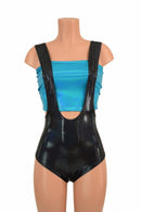 Black Holographic Suspender Romper - Coquetry Clothing