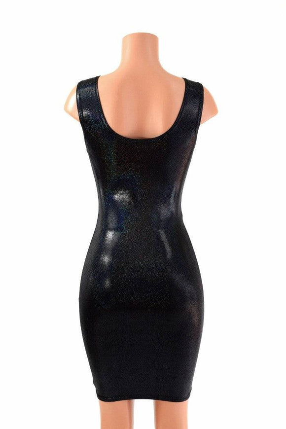 Black Holographic Tank Dress - Coquetry Clothing
