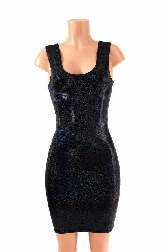 Black Holographic Tank Dress - Coquetry Clothing