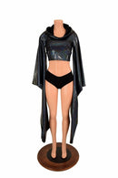 Black Kimono Hoodie Crop Top - Coquetry Clothing