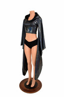 Black Kimono Hoodie Crop Top - Coquetry Clothing