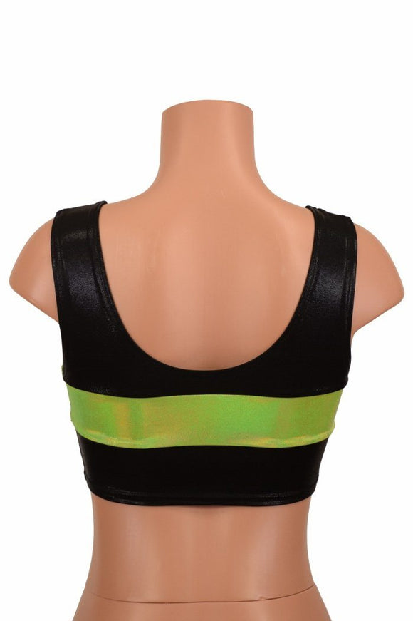 Black & Lime Mini Crop Top - Coquetry Clothing
