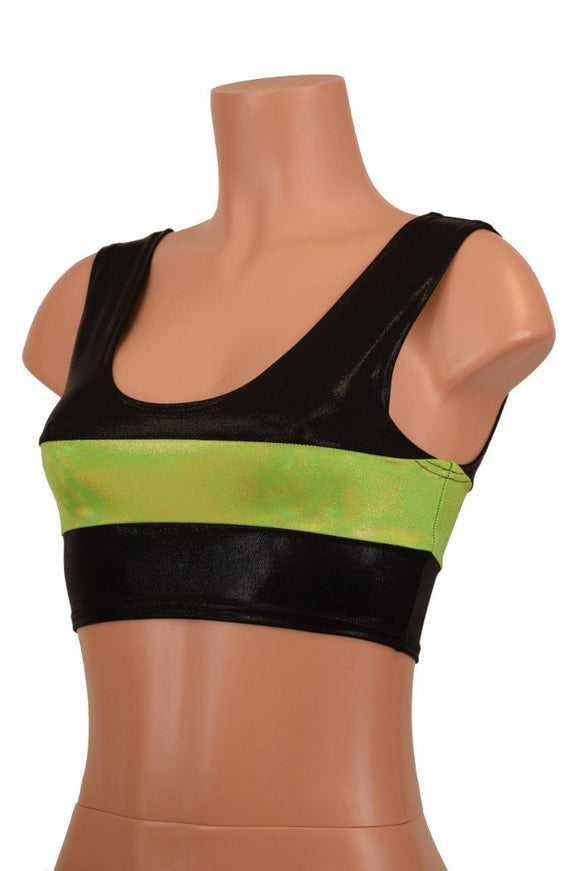 Black & Lime Mini Crop Top - Coquetry Clothing