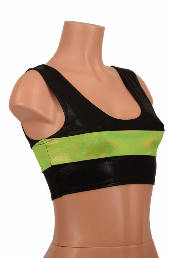 Black & Lime Mini Crop Top - 2