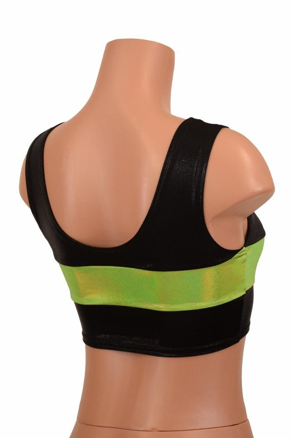 Black & Lime Mini Crop Top - 3