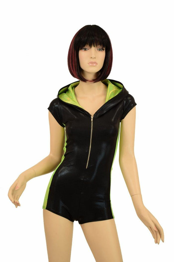 Black & Lime Side Panel Dragon Romper - Coquetry Clothing