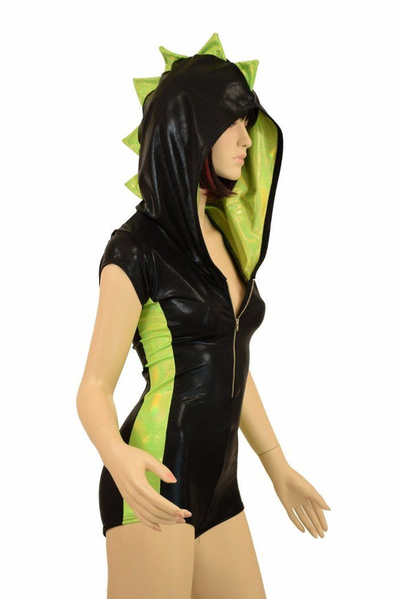 Black & Lime Side Panel Dragon Romper - Coquetry Clothing
