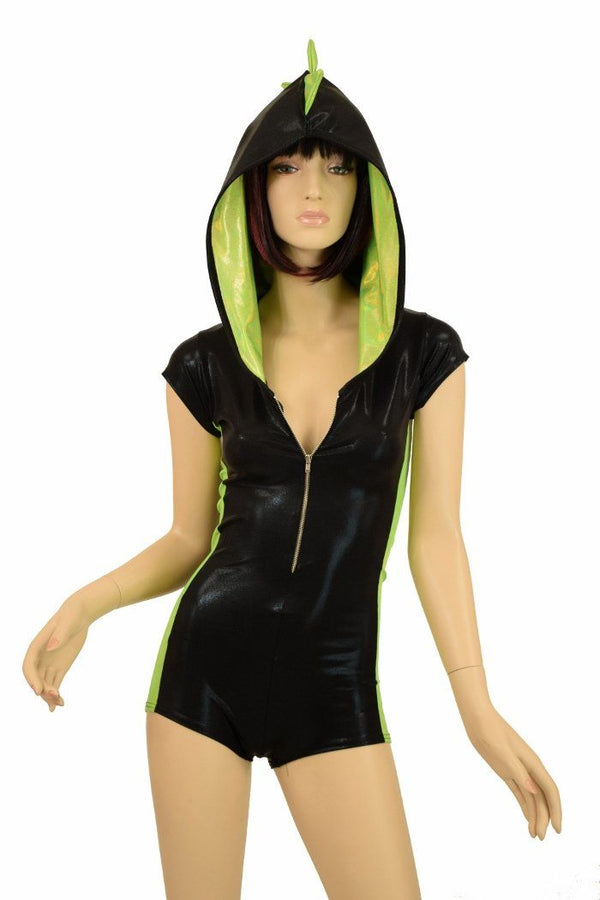 Black & Lime Side Panel Dragon Romper - 3