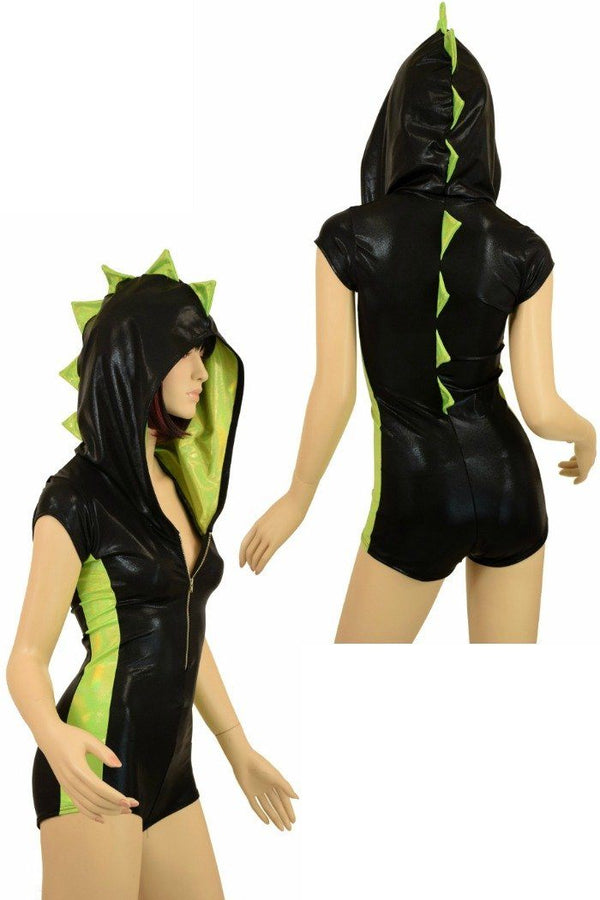 Black & Lime Side Panel Dragon Romper - 1