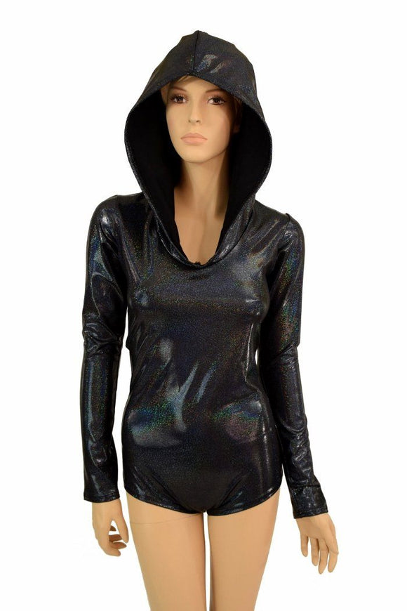 Black Long Sleeve Hoodie Romper - Coquetry Clothing