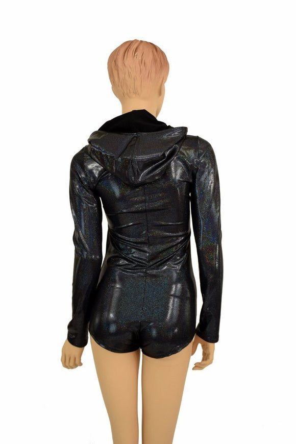 Black Long Sleeve Hoodie Romper - Coquetry Clothing