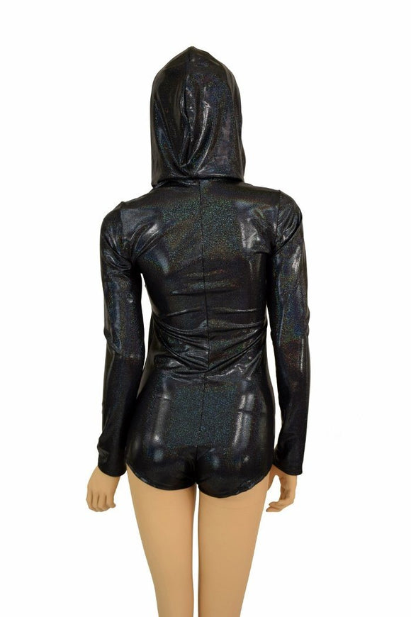 Black Long Sleeve Hoodie Romper - Coquetry Clothing
