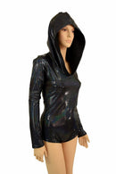 Black Long Sleeve Hoodie Romper - Coquetry Clothing