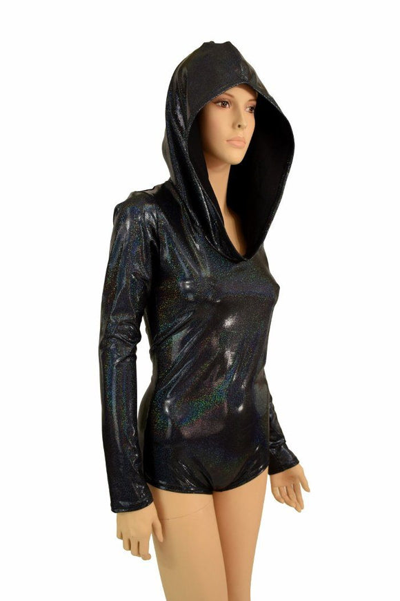 Black Long Sleeve Hoodie Romper - Coquetry Clothing