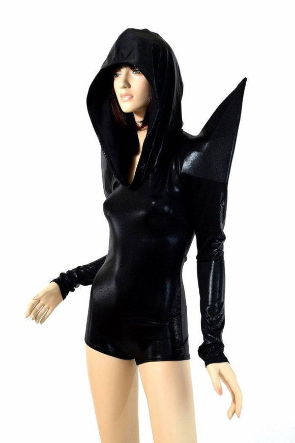 Black Mega Sharp Shoulder Romper - Coquetry Clothing