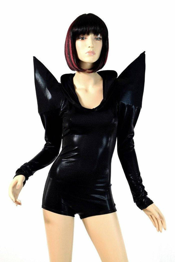 Black Mega Sharp Shoulder Romper - Coquetry Clothing