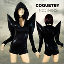 Black Mega Sharp Shoulder Romper - Coquetry Clothing