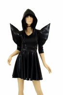 Black Mega Sharp Shoulder Skater Dress - Coquetry Clothing