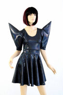 Black Mega Sharp Shoulder Skater Dress - Coquetry Clothing