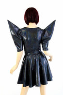 Black Mega Sharp Shoulder Skater Dress - Coquetry Clothing